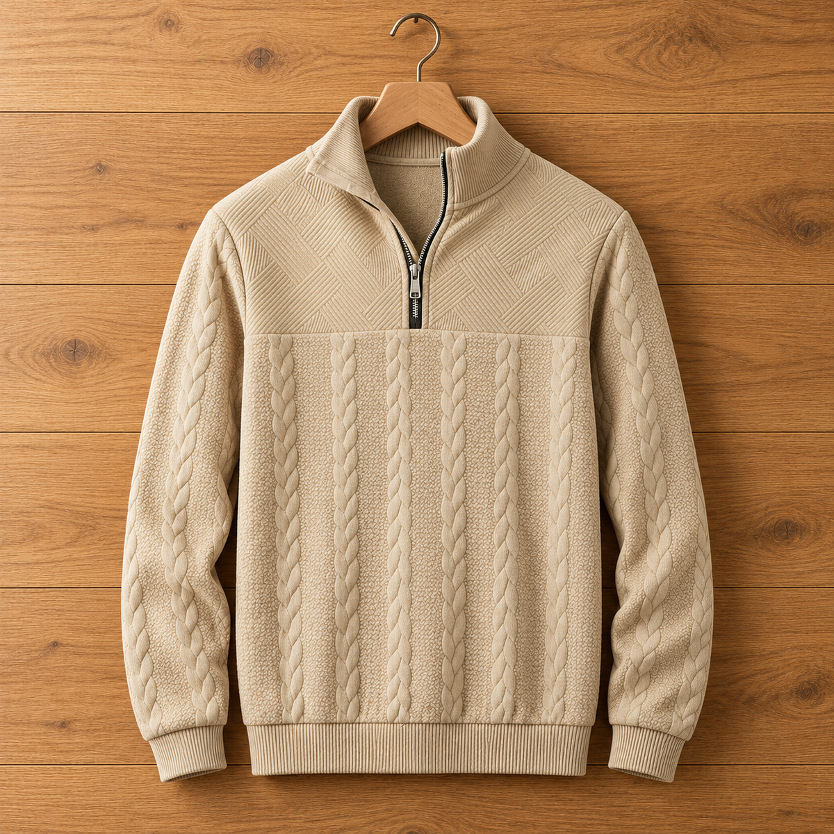 CABLE KNIT QUARTER-ZIP