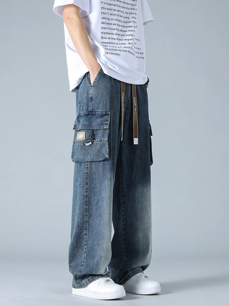 URBAN FADE DENIM CARGO PANTS