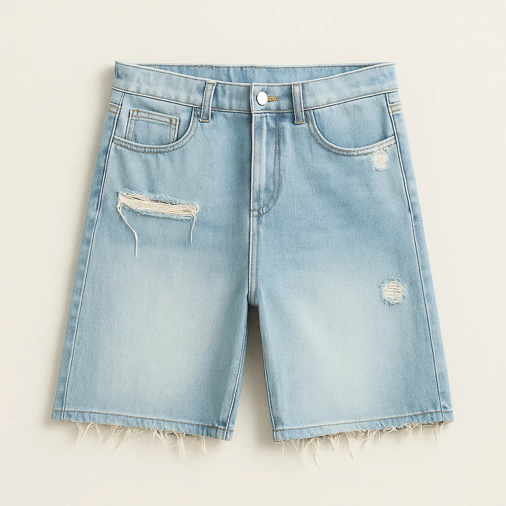 RIDGE FRAY DENIM SHORTS