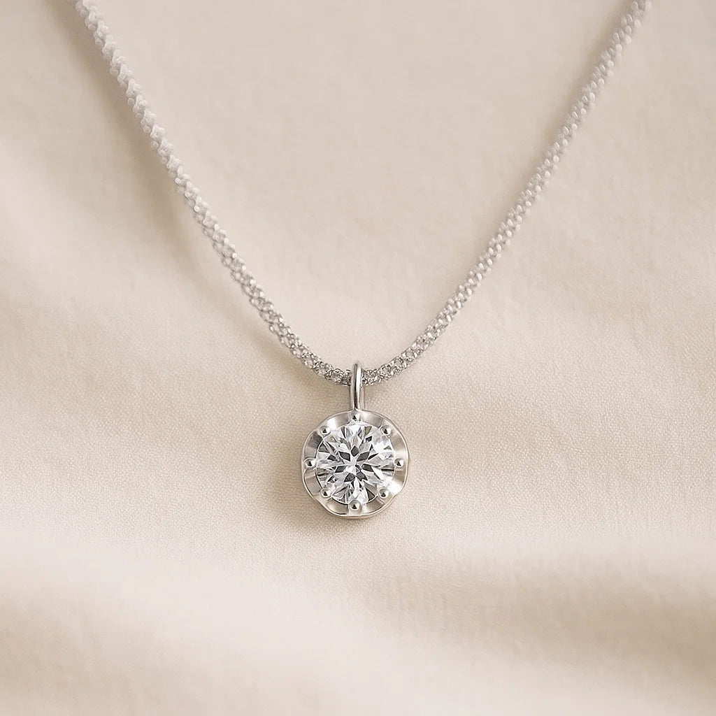 ROUND CRYSTAL PENDANT NECKLACE