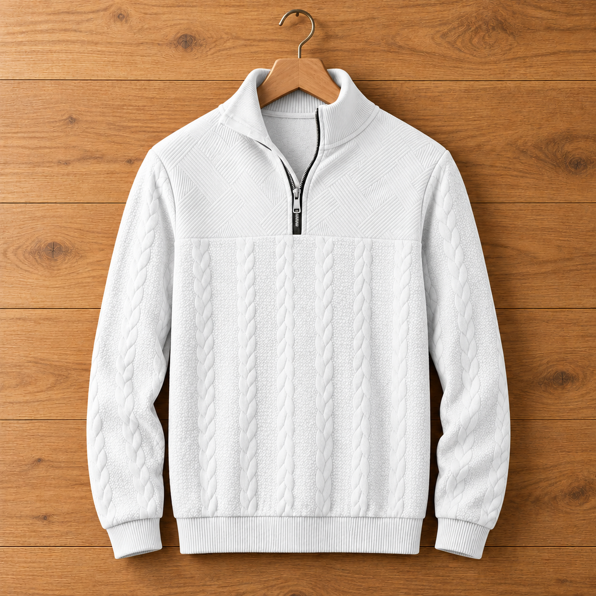 CABLE KNIT QUARTER-ZIP