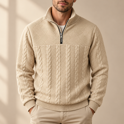 CABLE KNIT QUARTER-ZIP