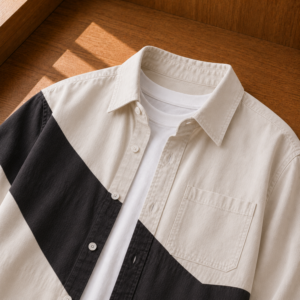 CROSS SPLIT PANEL OVERSHIRT