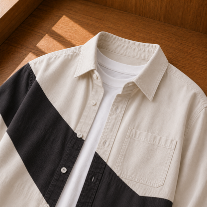 CROSS SPLIT PANEL OVERSHIRT