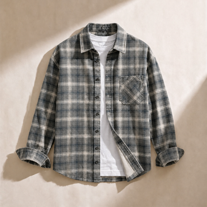 FADED PLAID OVERSHIRT