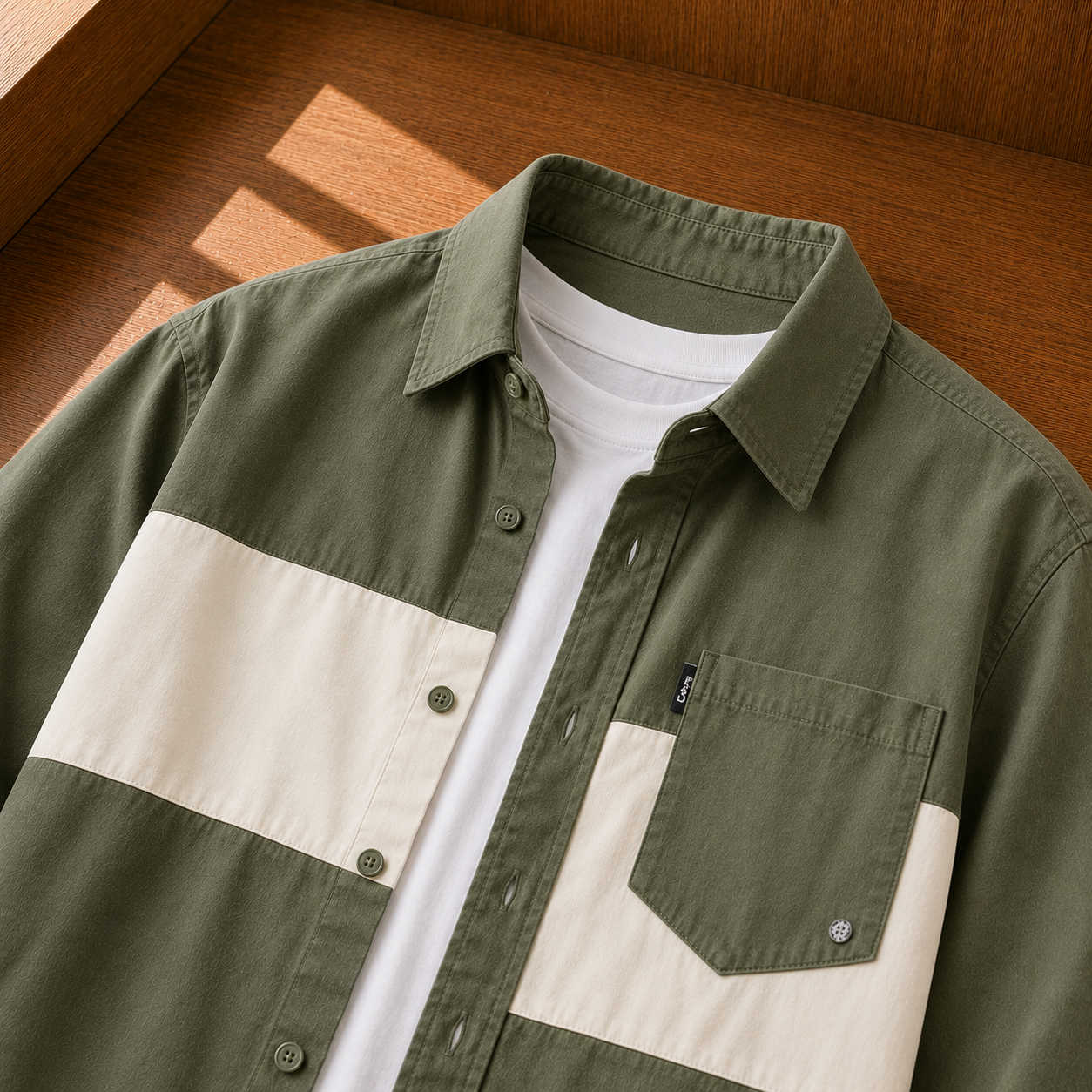 CONTRAST SPLITPANEL OVERSHIRT