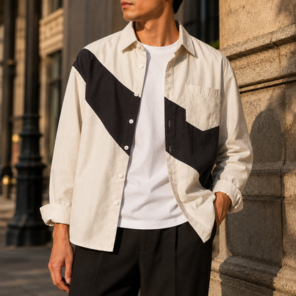 CROSS SPLIT PANEL OVERSHIRT
