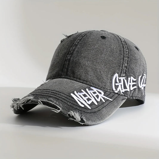 NEVER GIVE UP EMBROIDERED CAP