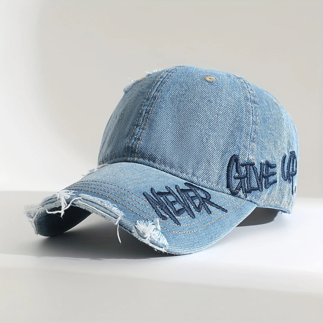 NEVER GIVE UP EMBROIDERED CAP