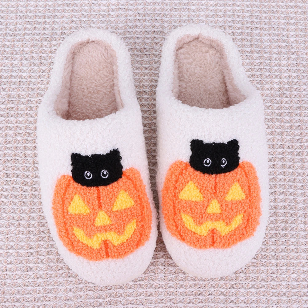 UNISEX PUMPKIN CAT SLIPPERS
