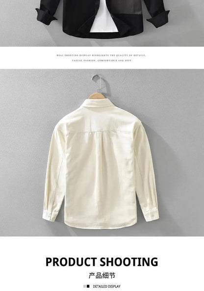 Japanese American Splicing Contrast Color Long-sleeved Shirt Men's Thin 2025 Spring Autumn New Workwear Casual Jacket T-Shirts