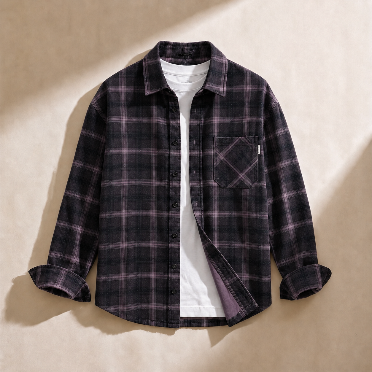 FADED PLAID OVERSHIRT