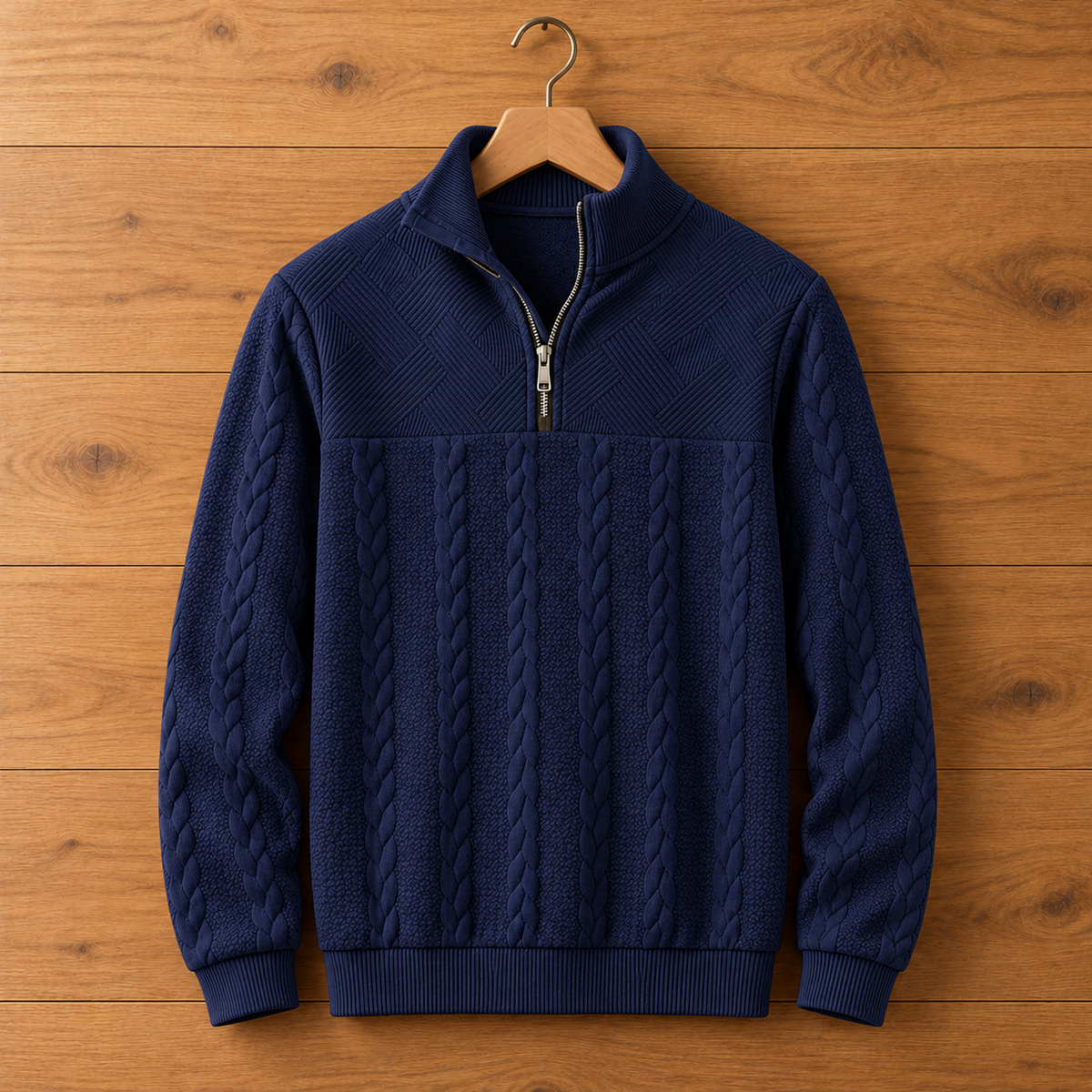 CABLE KNIT QUARTER-ZIP
