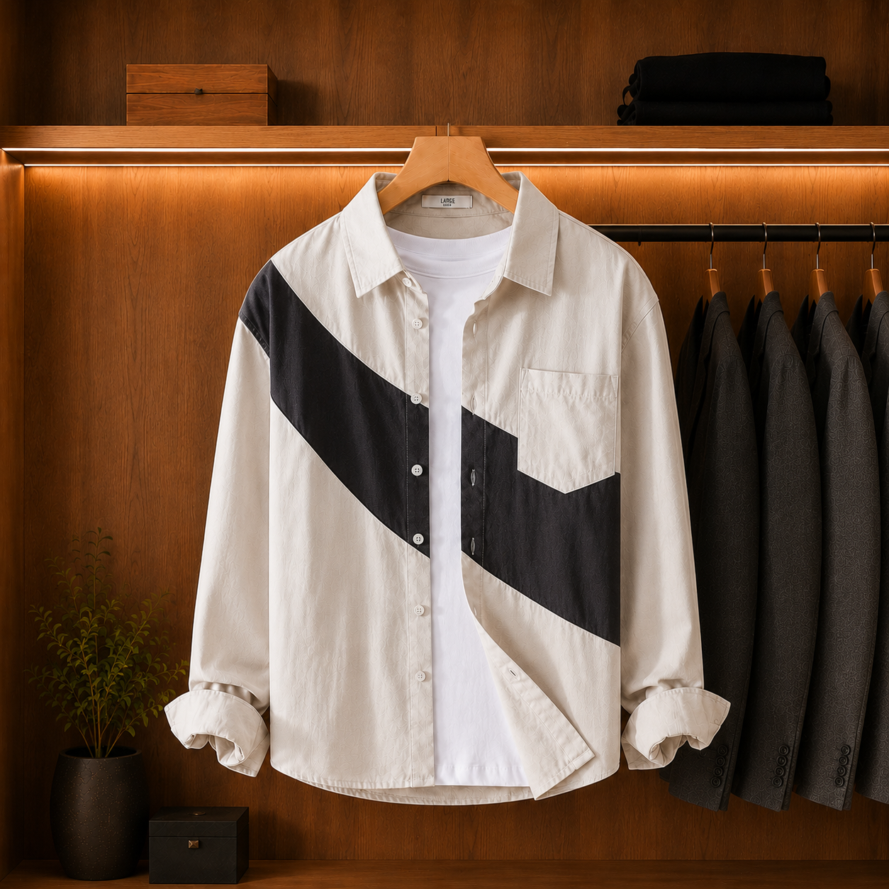CROSS SPLIT PANEL OVERSHIRT