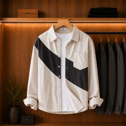 CROSS SPLIT PANEL OVERSHIRT