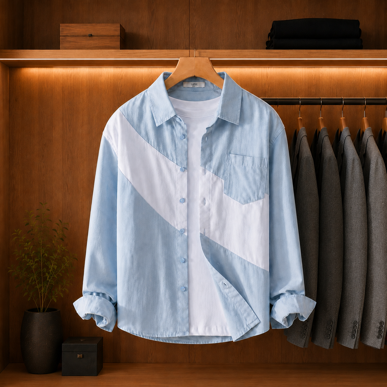 CROSS SPLIT PANEL OVERSHIRT