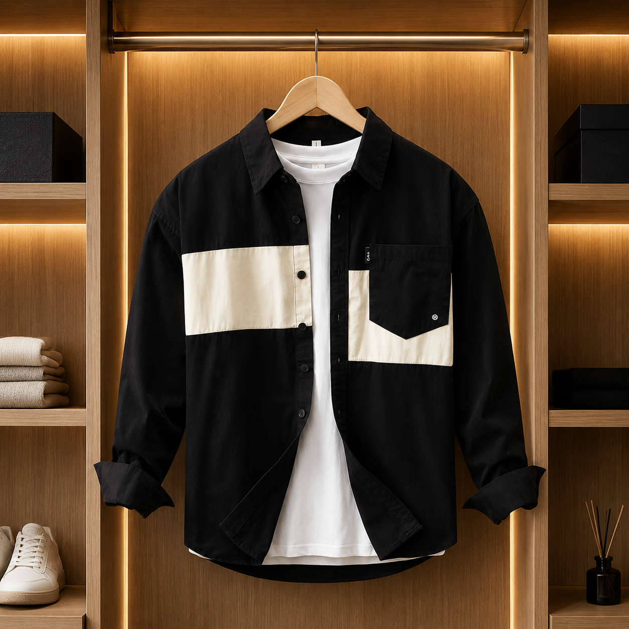 CONTRAST SPLITPANEL OVERSHIRT