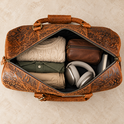 SIGNATURE EMBOSSED DUFFLE