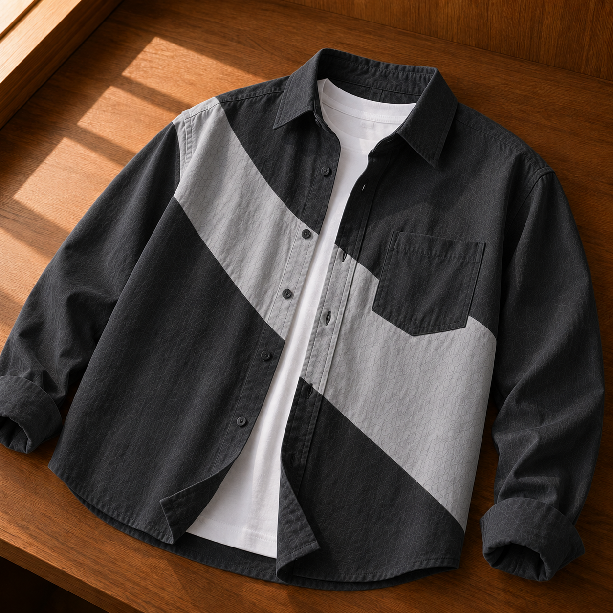 CROSS SPLIT PANEL OVERSHIRT