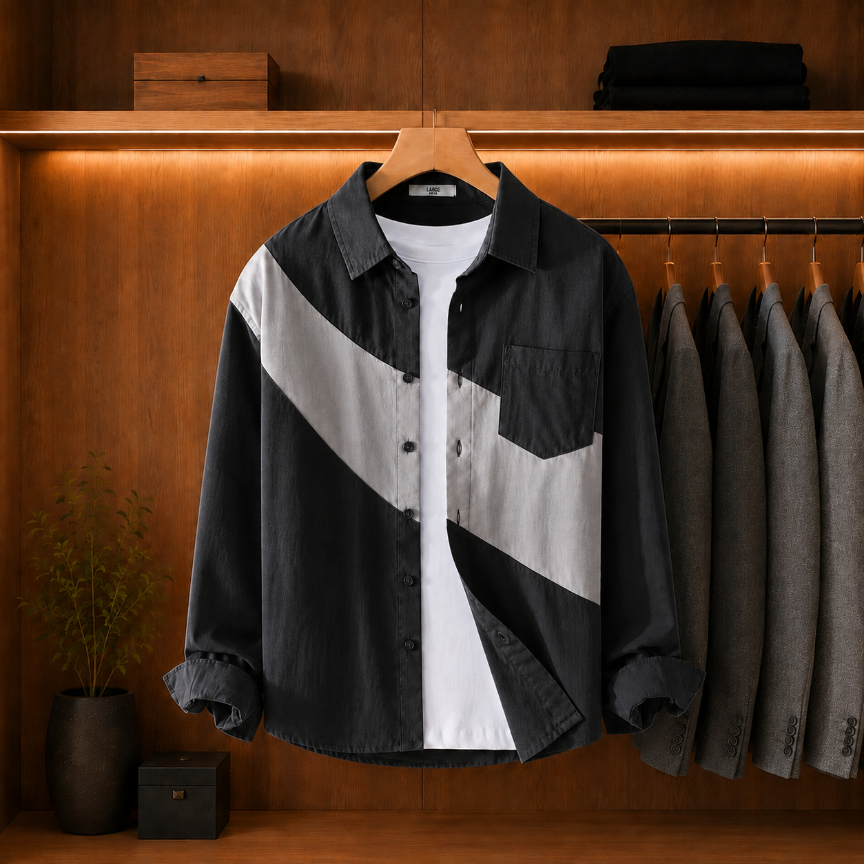 CROSS SPLIT PANEL OVERSHIRT