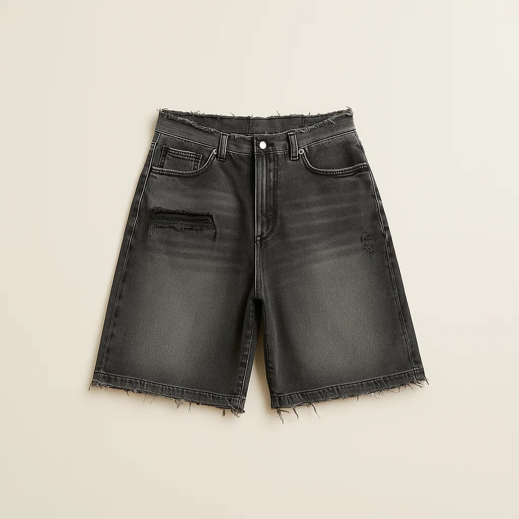 RIDGE FRAY DENIM SHORTS