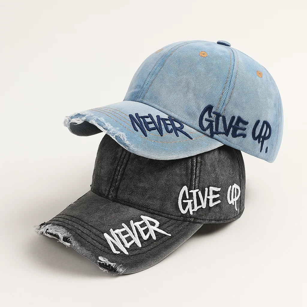 NEVER GIVE UP EMBROIDERED CAP